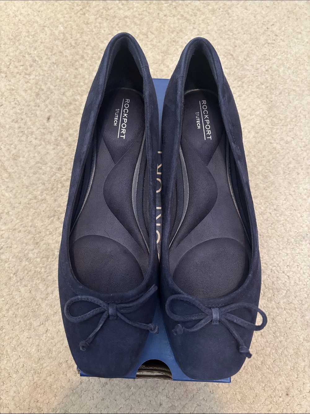Rockport Navy Suede Bow Ballet Flats